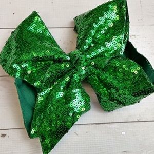 Sequin Texas Size Hair Bows. KELLY GREEN